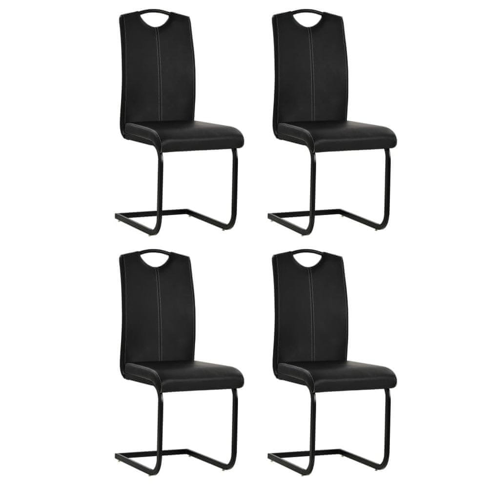 Vidaxl Jedálenské stoličky, perová kostra 4 ks, čierne, umelá koža